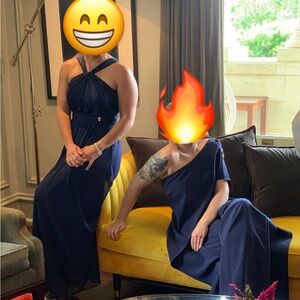 Navy high neck mesh dress with full skirt, size 4